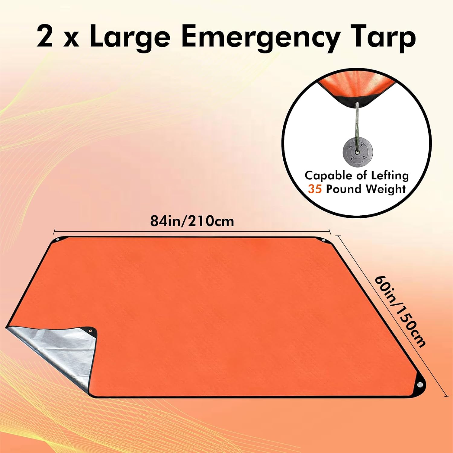 60"x82" Insulated Tarp Heavy Duty Emergency Blanket for Car,Camping | 2 Pack Upgrade Survival Blanket Insulated