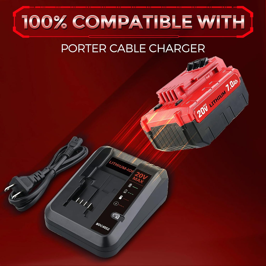 2Pack PCC685L 7.0Ah Li-ion Replacement for Porter Cable 20V Battery Charger