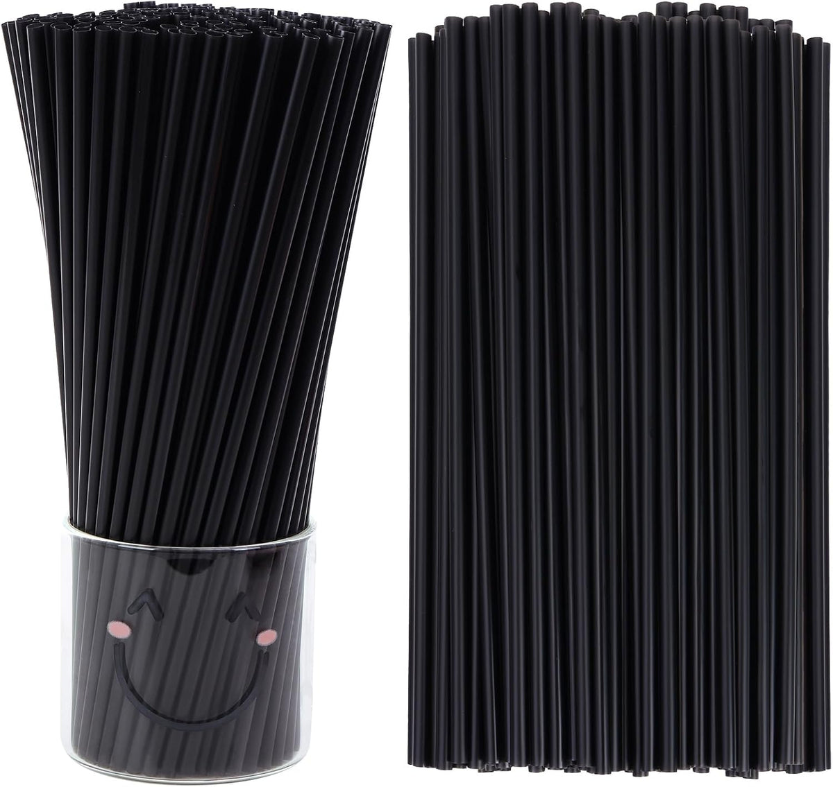 10.3" Disposable Plastic Drinking Straws, 500 Pack, Black