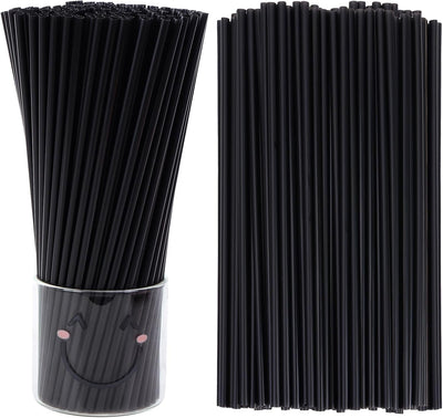 10.3" Disposable Plastic Drinking Straws, 500 Pack, Black