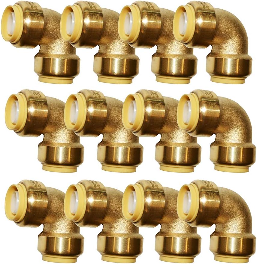 Pex Fitting 1/2" Pex Elbow PushFit Elbow 90 Degree Push-to-Connect Plumbing Fitting for Copper, CPVC (12Pcs 1/2")