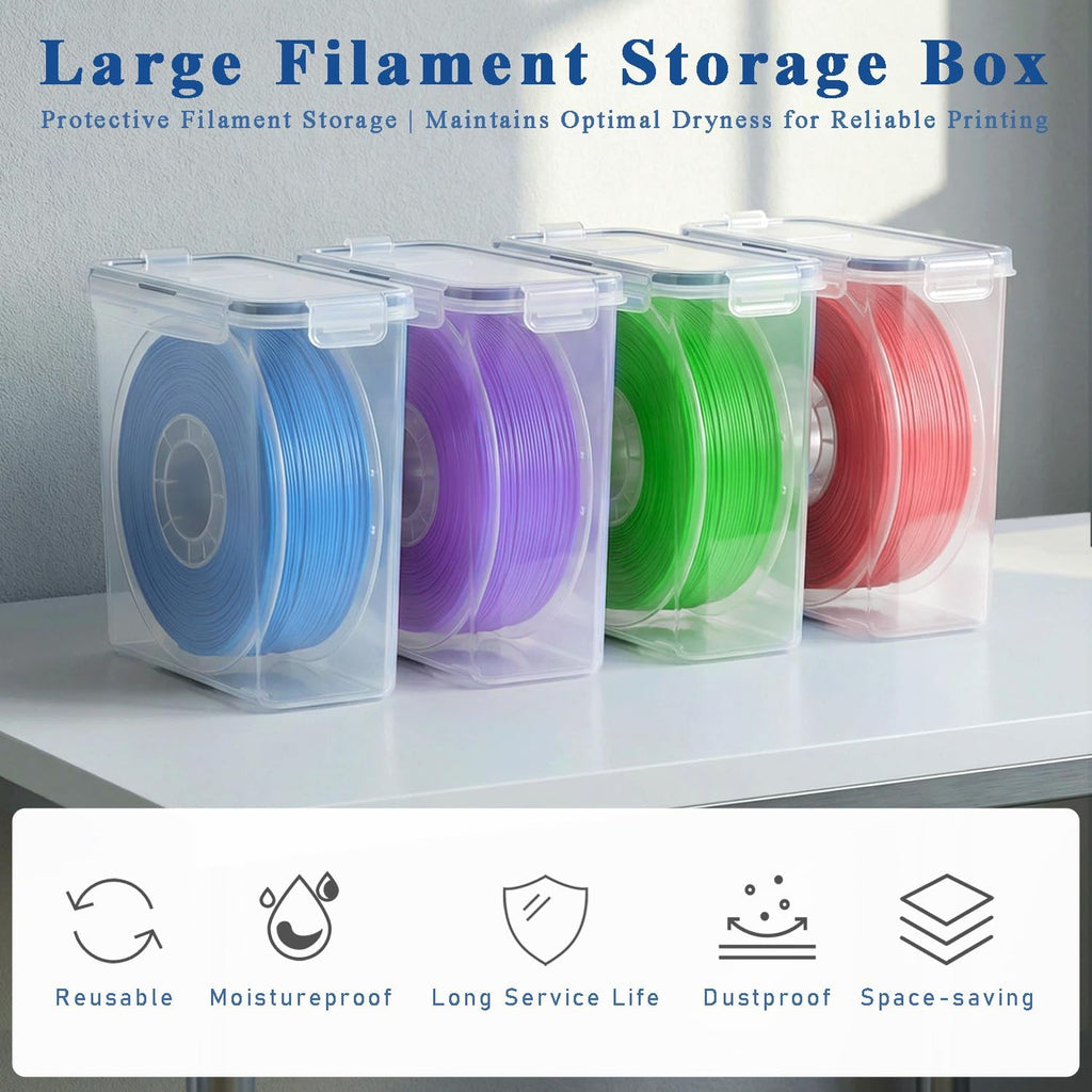 Airtight Filament Storage Box 4 Pack, PLA ABS PETG TPU Spools Storage | Water-Proof & Dust-Proof & Prevent Moisture