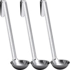 Super Sturdy, Ergonomic 1 Oz. Soup Ladle 3 Pk. Stainless Steel Ladles with Long Handles. Best Kitchen Accessories for