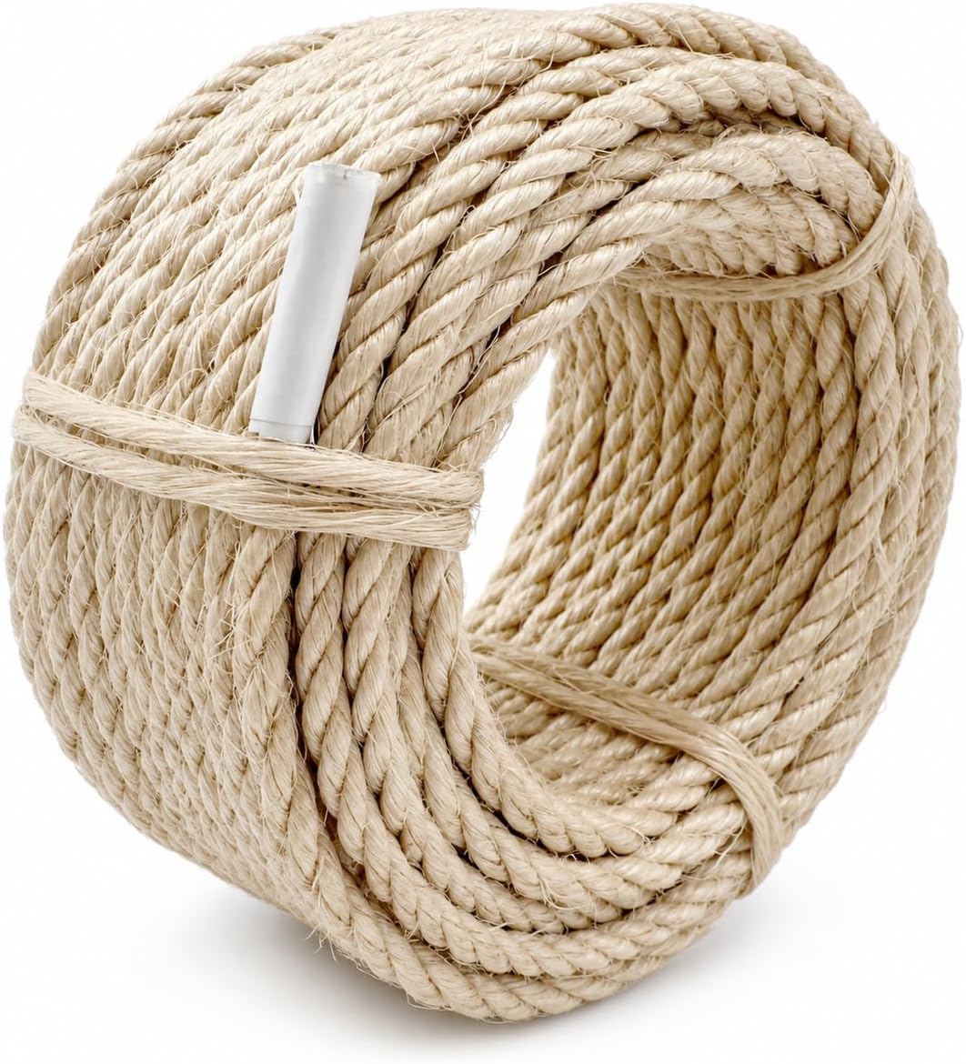 Sisal Rope for Cat Tree 4mm (5/32Inch) x 50FT Scratcher Twine