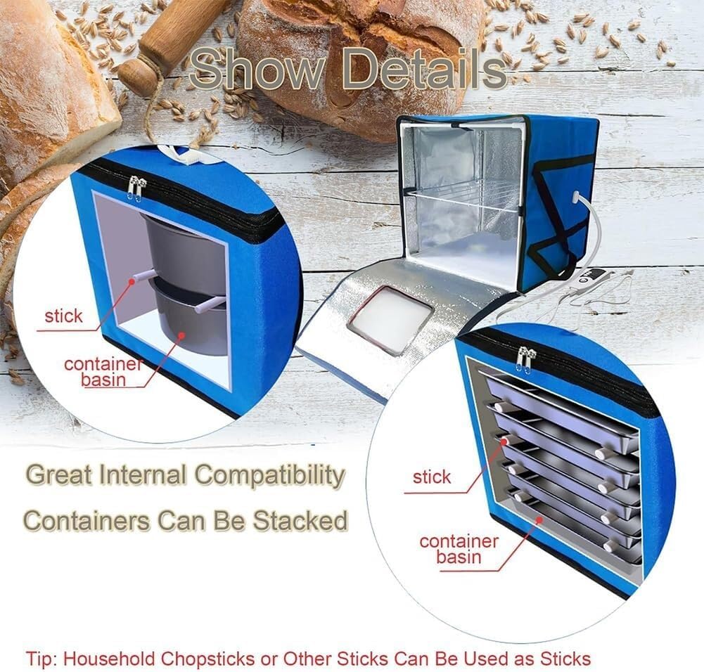Foldable Dough Proofer for Sourdough, Temperature Control Heating Cabinet for Bread Fermentation, Yogurt Maker Box