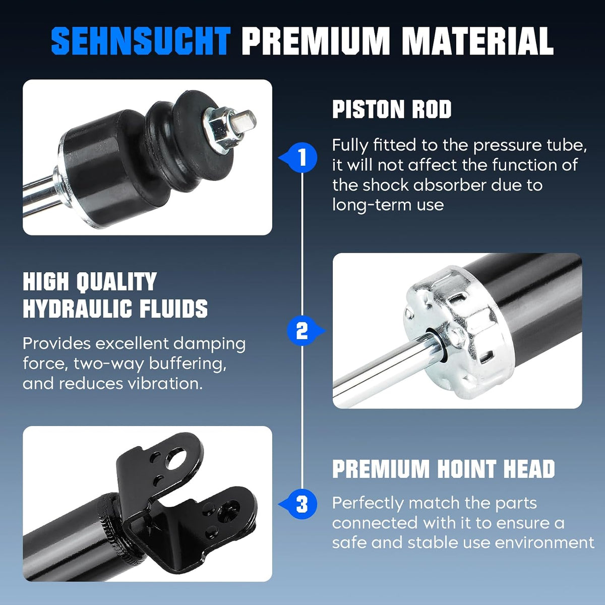 Rear Strut Shock Absorber Fit for Nissan Altima 2007-2018, Pair of Hydraulic Strut Shock Absorber Replace for 5637