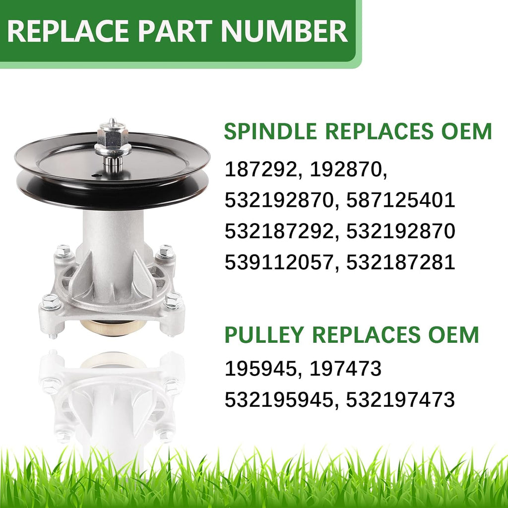 46" 48" 54" 42" Inch Deck Spindle Assembly Replaces Husqvarna 187292 532187281 587819701 with Pulley 195945
