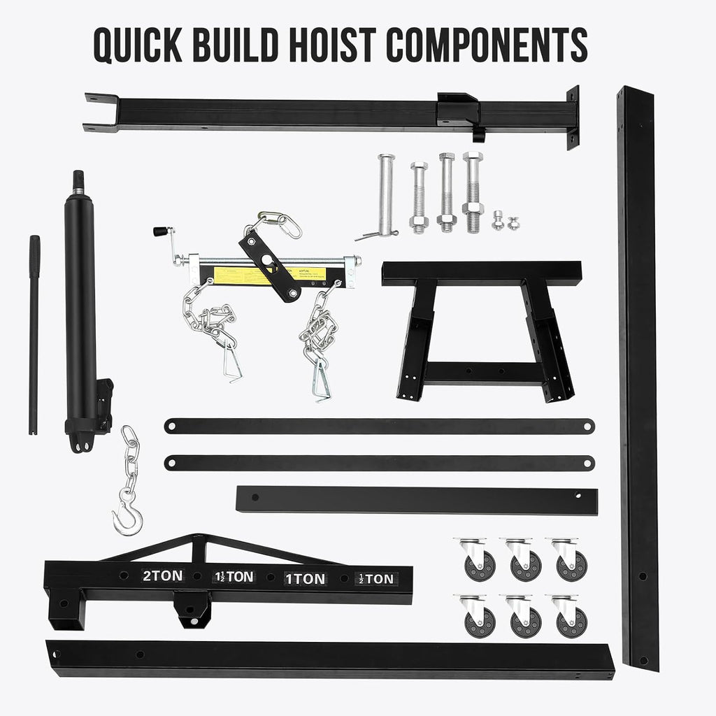 2-Ton Folding Engine Hoist with Leveler, 4400 Lbs Capacity