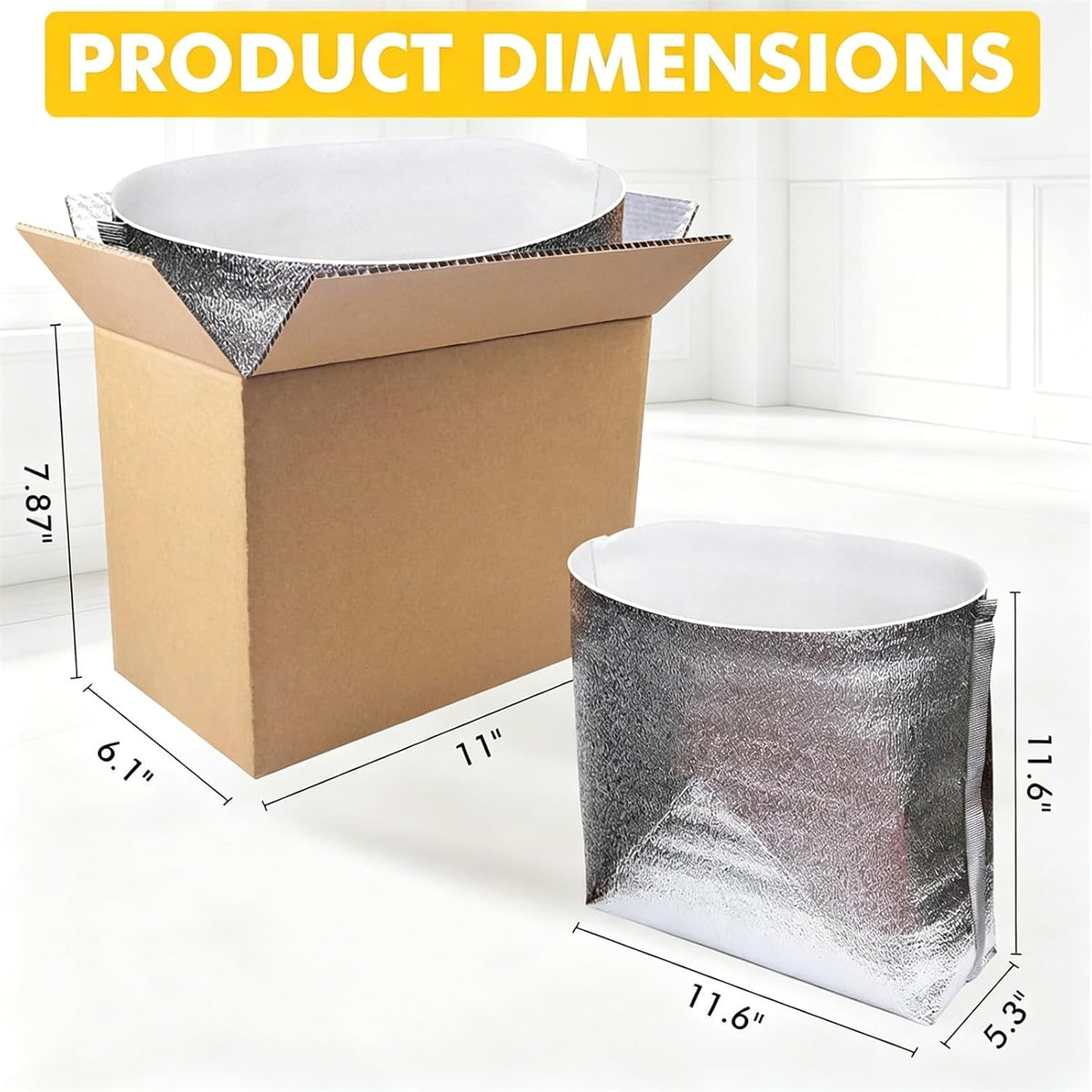 Insulated Shipping Box, 11" x 6" x 7", 6-Pack, Brown