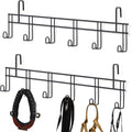 6 Hook 2 Pcs Bridle Hooks Tack Room Metal Wall Hangers Rack, Black
