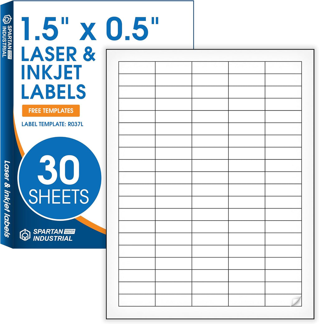1.5" X 0.5" Matte White Return Address Labels (30 Sheets, 3000 Stickers)