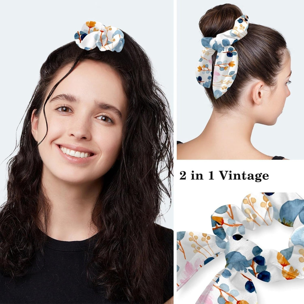 Floral Design Scrub Caps with Buttons Women Working Cap Adjustable Sweatband Bouffant Hats