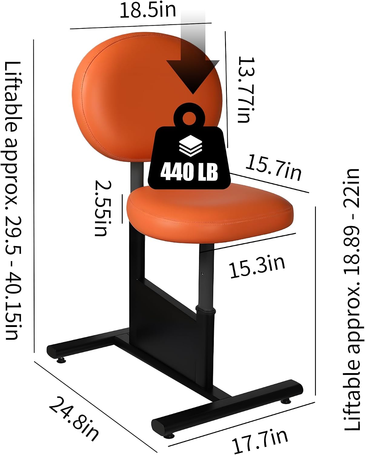 Professional Adjustable Tattoo Armrest Chair - 26 lb Lightweight, 30-40inch Backrest & 19-22inch Seat Height