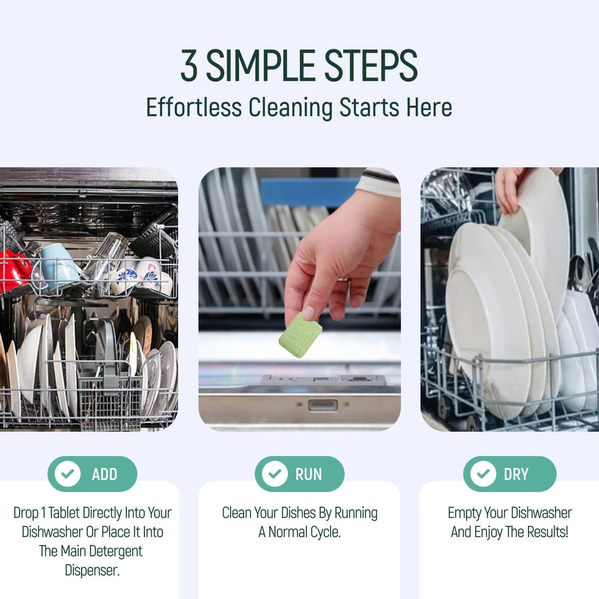 Natural Dishwasher Detergent Tablets - Plant Based Alternative Refill Pack Dishwashing Tabs - Eco-Friendly And