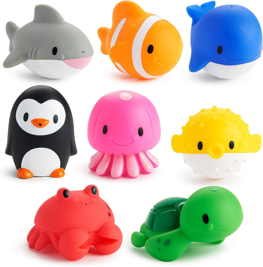 Baby Bath Toy Squirts for Babies and Toddlers 9 Months and Up, Ocean Sea Animals Squirters, 8 Pack