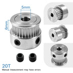 GT2 Timing Belt Pulley 20 Teeth, 5mm Bore, for 6mm Width Belt (5‑Pack)