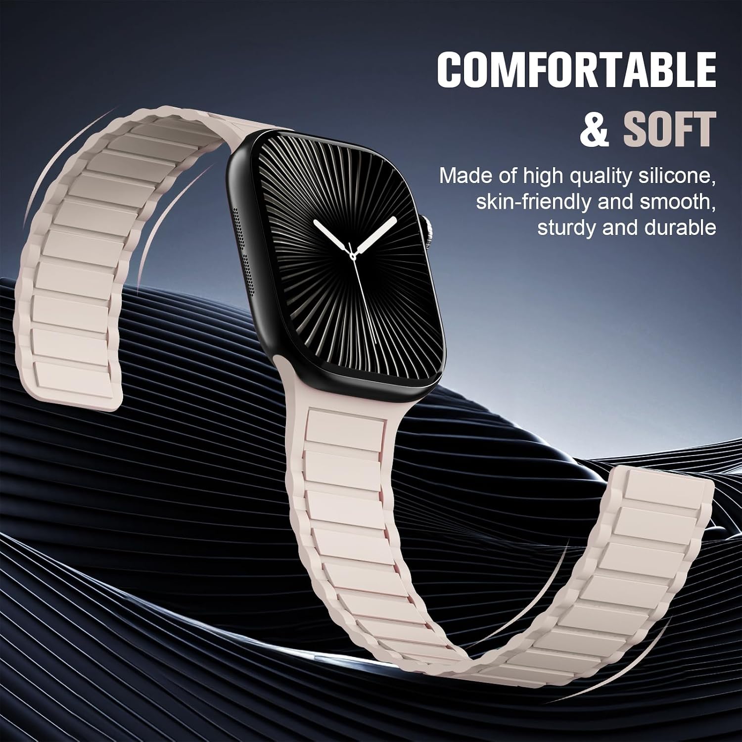 Magnetic Sport Band Compatible with Apple Watch Bands for Women Men 40mm 38mm 41mm 42mm 44mm 45mm 46mm 49mm,Silicone