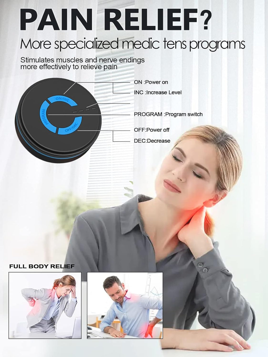 Wireless TENS EMS, TENS Unit Muscle Stimulator, Mini Body Massager Machine