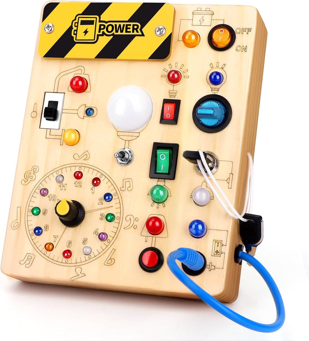 Busy Board for Toddlers - Montessori Educational Toy for 1-3 Year Old Boys & Girls | Travel-Friendly Sensory Learning