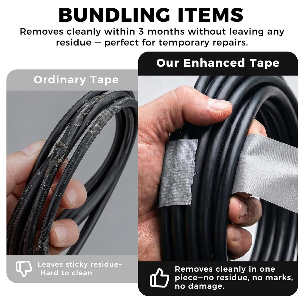 9 Mil Duct Tape Heavy Duty, 2 in x 45 YD, 3-Pack, Black/Silver/White
