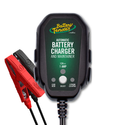 Junior 12V, 800mA Battery Charger and Maintainer for Lead Acid and Lithium Batteries - Switchable Battery Charger for