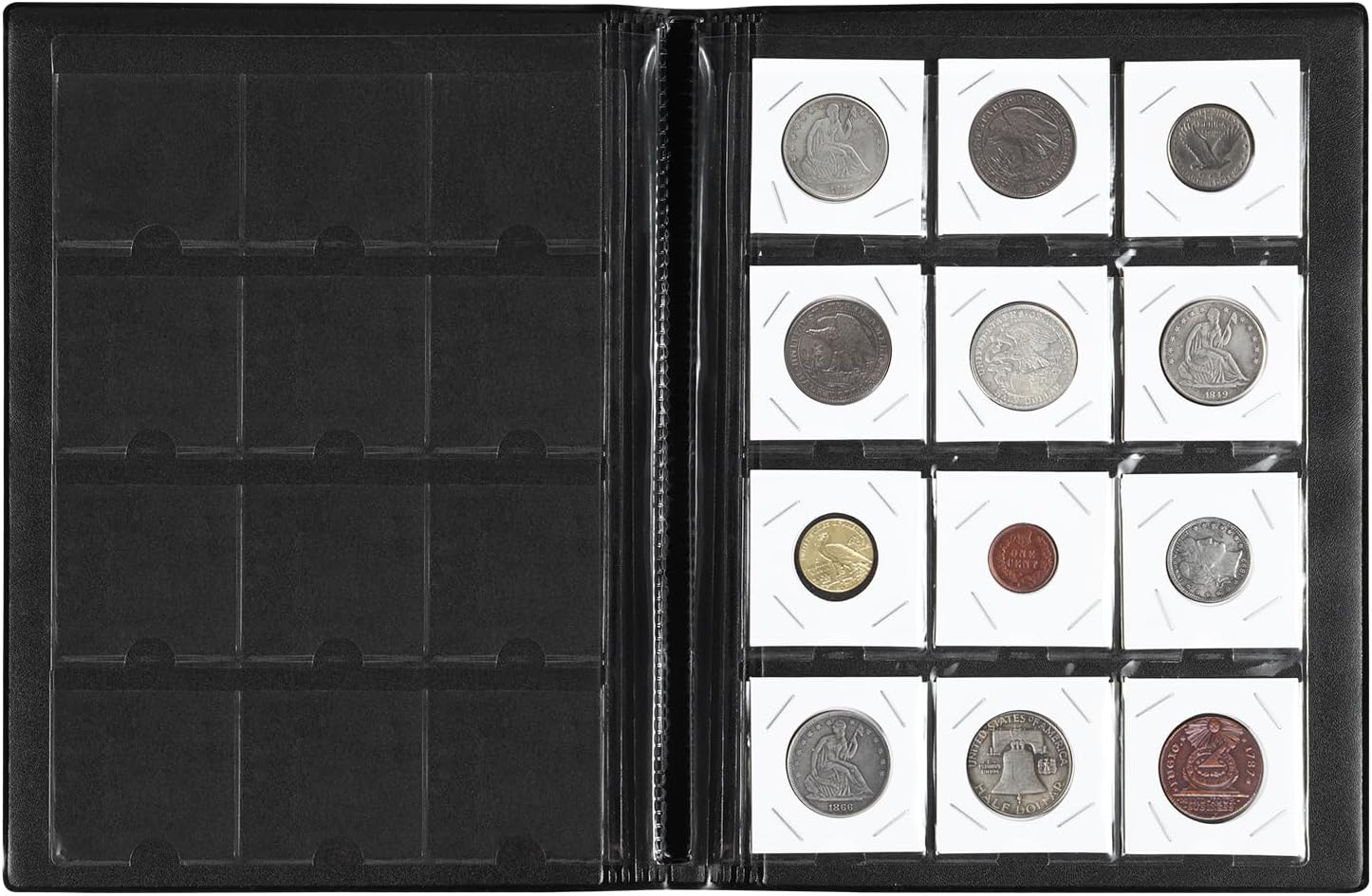Coin Flips 2x2 Holder Album, 120 Pockets Cardboard Storage Book | Coin Collection Supplies for Collectors