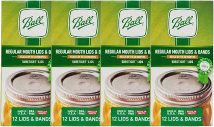 Mason Jar Lids with Bands, Regular Mouth, 12 CT (Pack of 4)