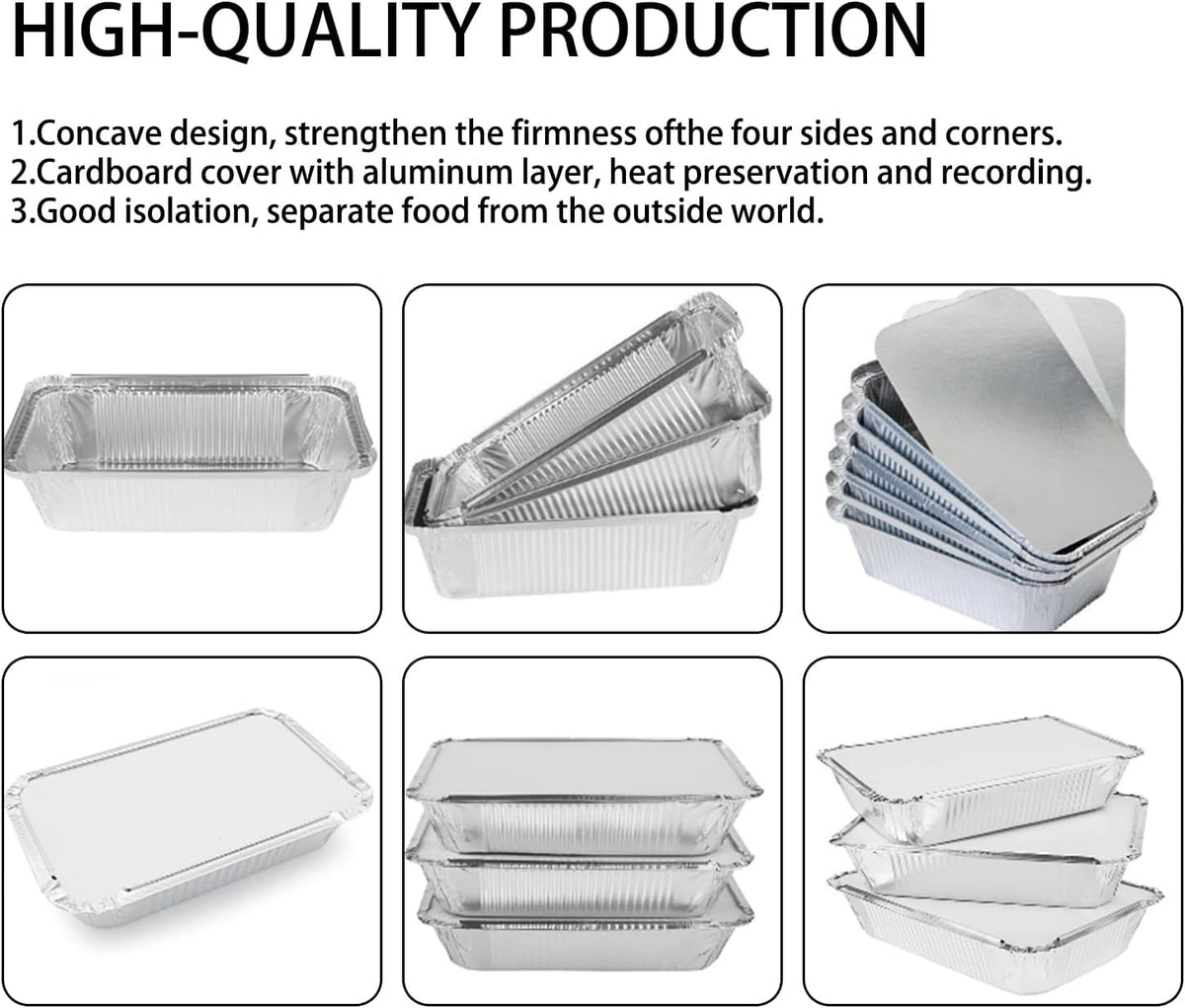 Aluminum Foil Pans with Lids 20 Pack, Disposable Food Containers