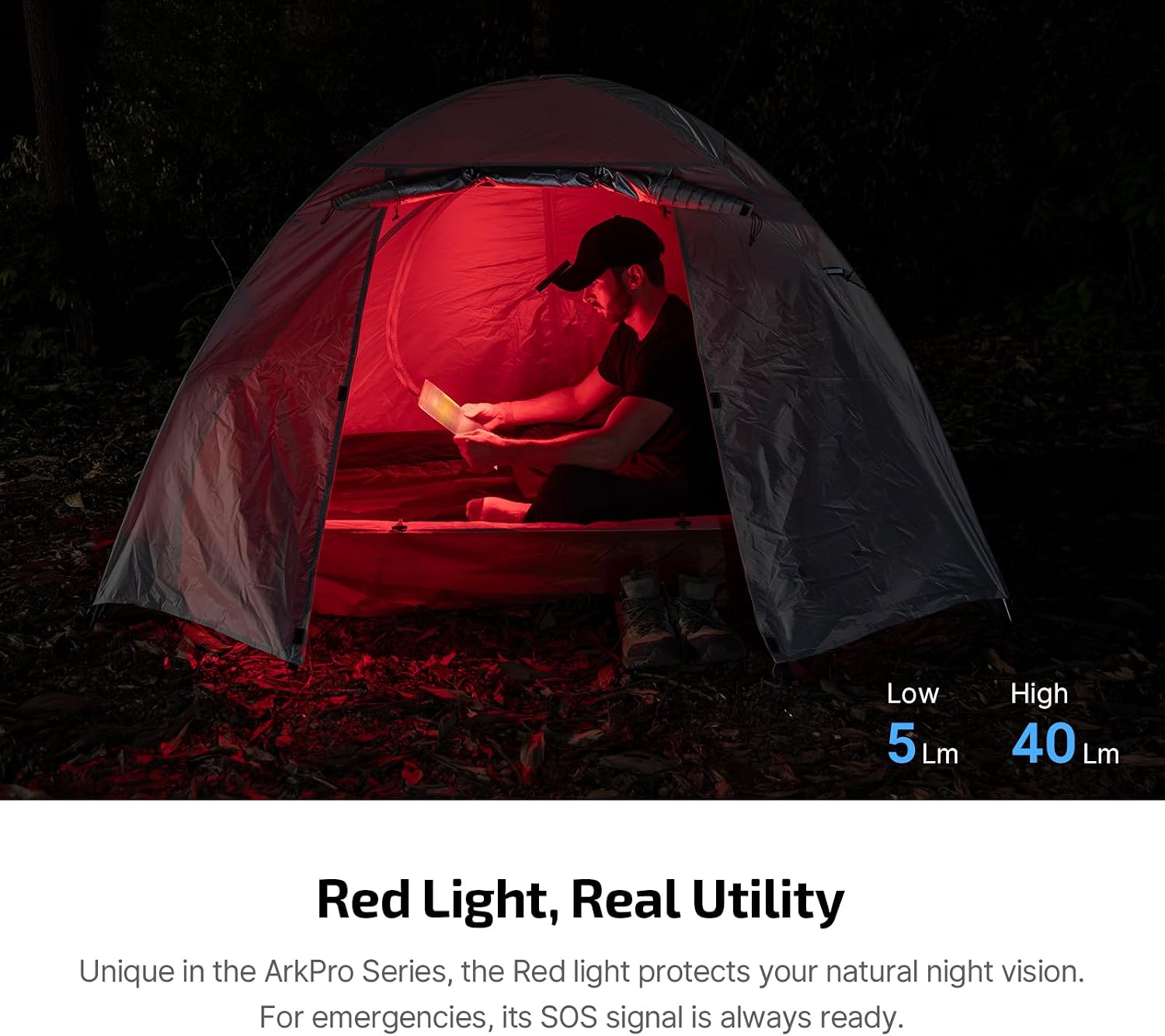 ArkPro Lite EDC Pocket Flashlight Rechargeable with UV Light, Black | Red Light, White LED, 1200 Lumens, USB-C
