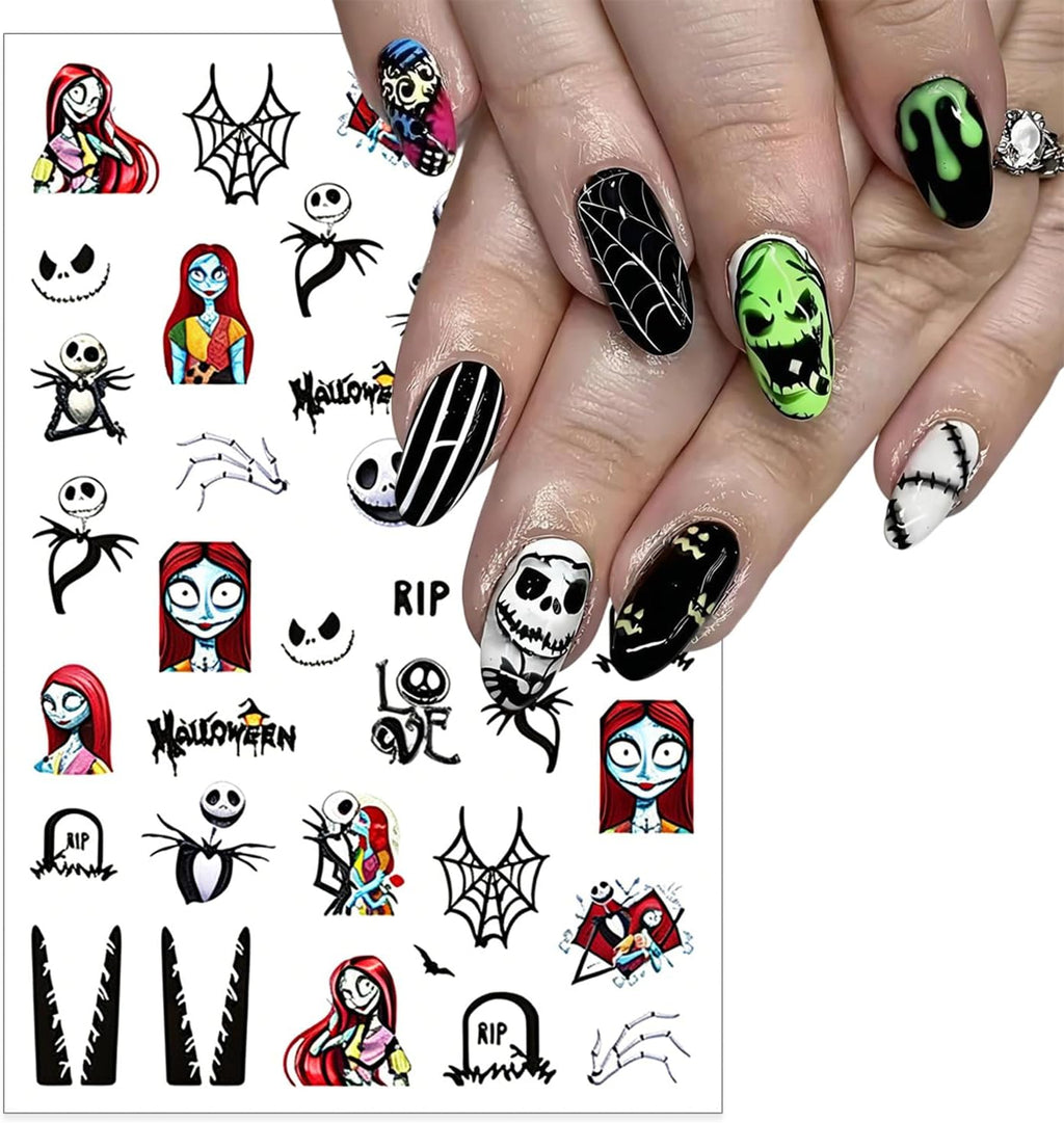 3 Sheet Halloween Nail Stickers Skeleton Spider Web Nails Sticker