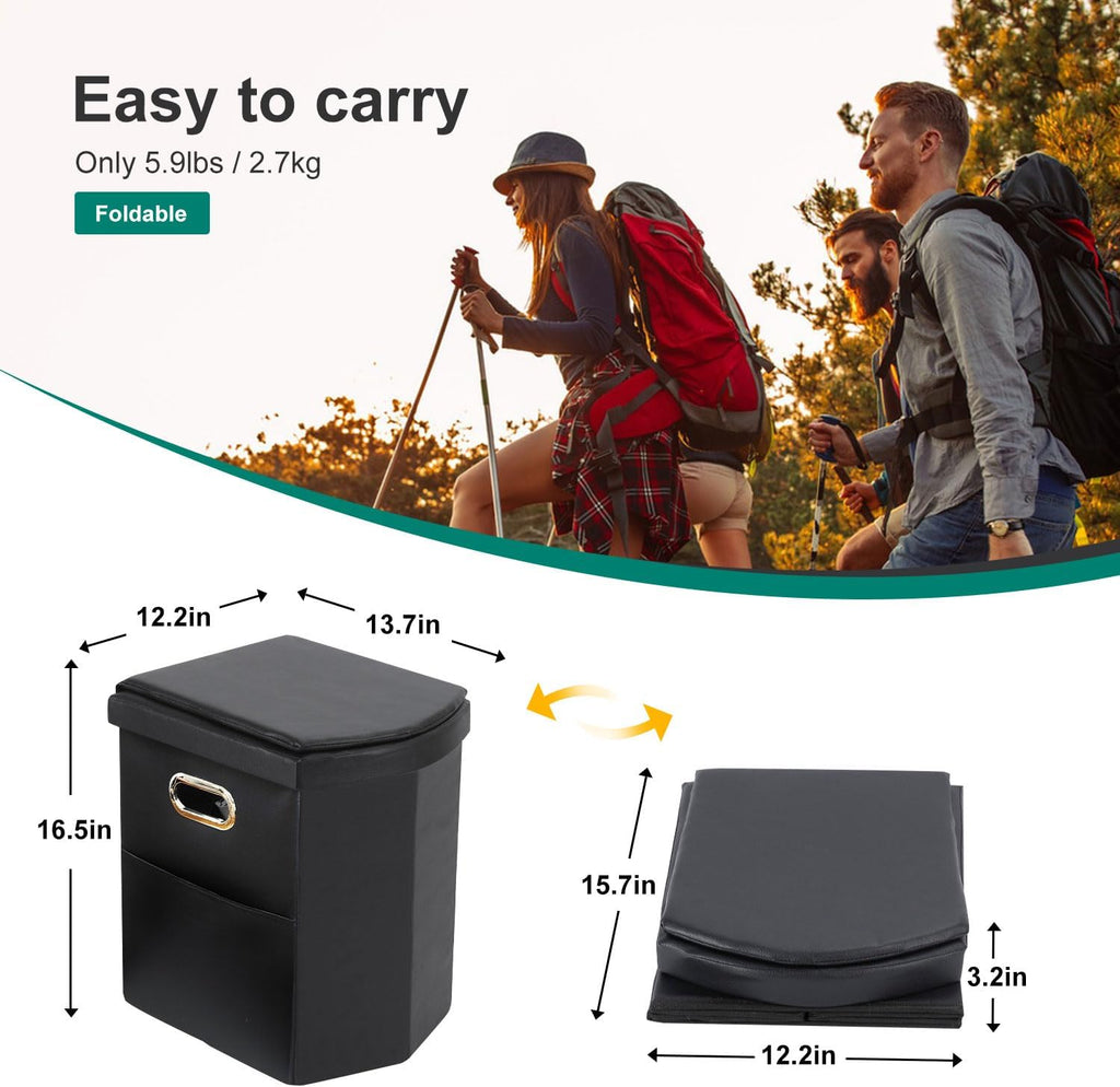 Upgrade XL Portable Toilet for Adults, Extra Large Camping Toilets | Lightweight&Compact Potty with Lid for Adults
