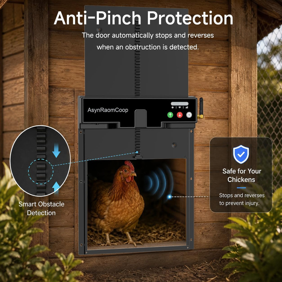 Automatic Chicken Coop Door,Solar Powered WiFi Chicken Door Opener with App