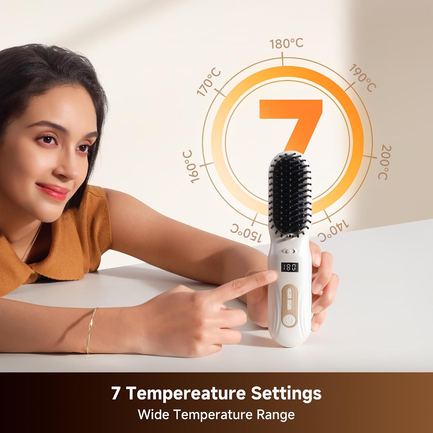 Silky Cordless Hair Straightening Comb, Rechargeable Ionic Straightener Brush for Women, 2Billion Ions, Fast Heating
