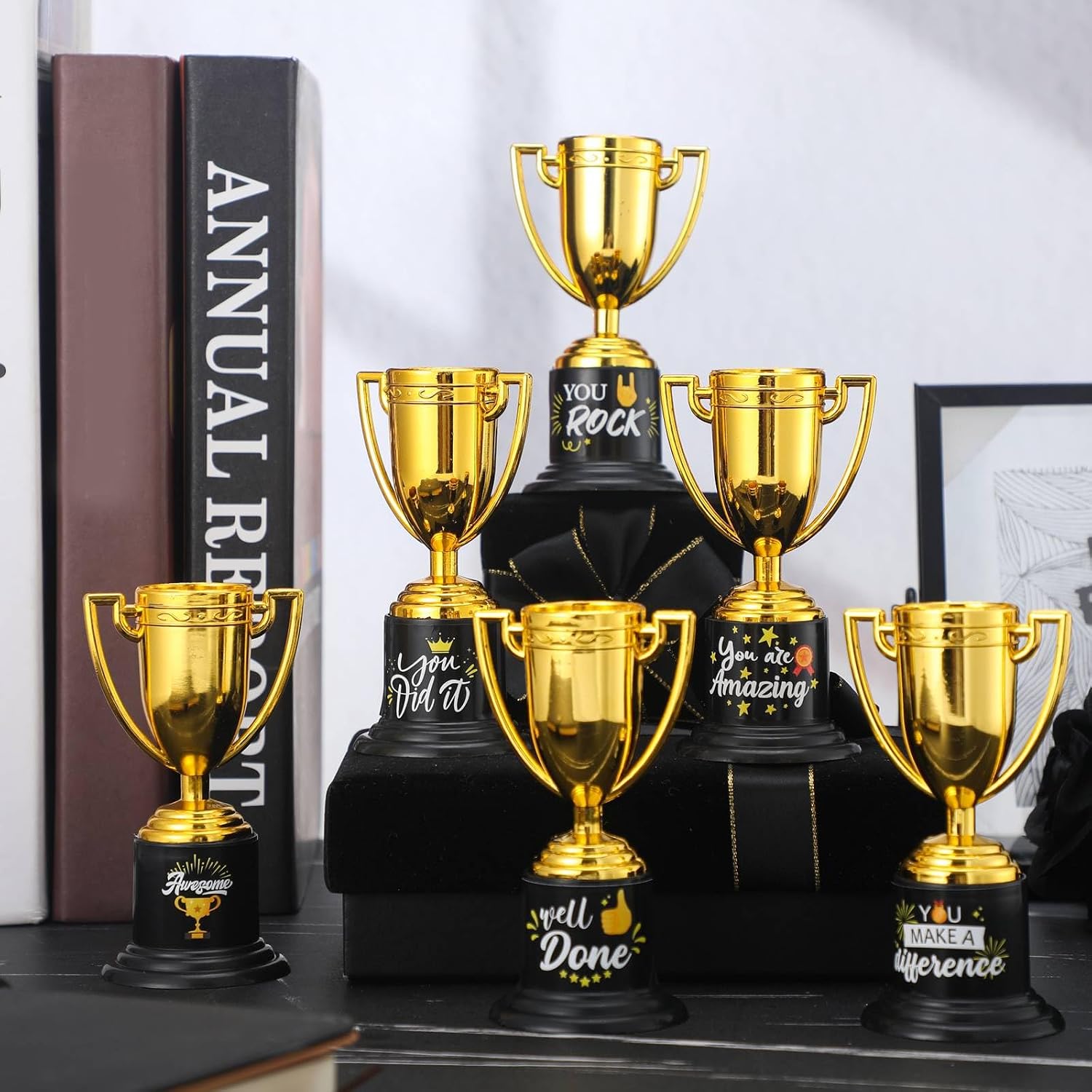 24 Pack Award Trophies Plastic Gold Trophy Awards,Cup | Kids Mini Funny Gold Trophy, Teacher Party Competitions Props