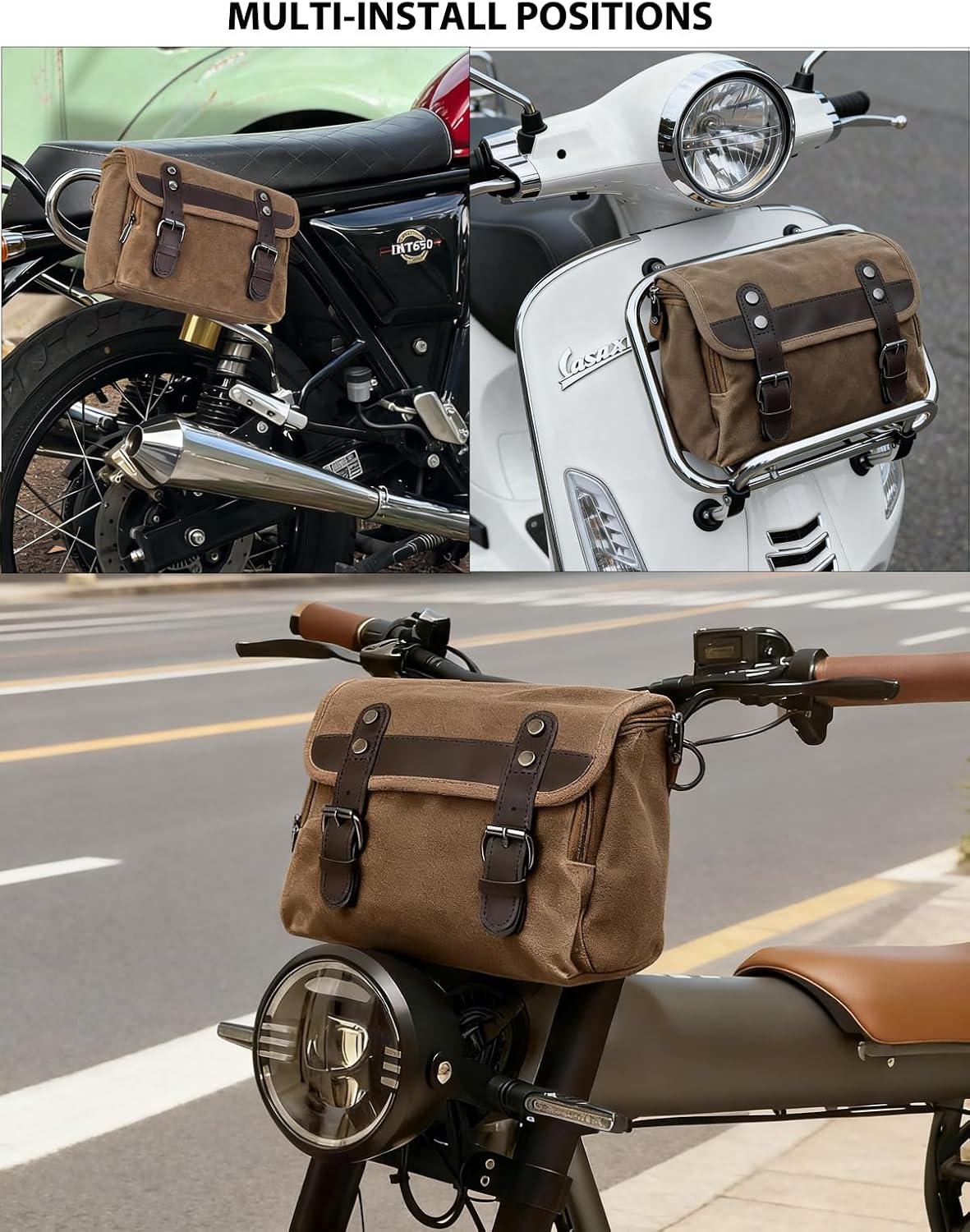 Motorcycle Bags Vintage Motorcycle Tool Bag Waterproof Messenger Bag Bike Tank Bag Saddle Bag Canvas Sissy Bar Bag