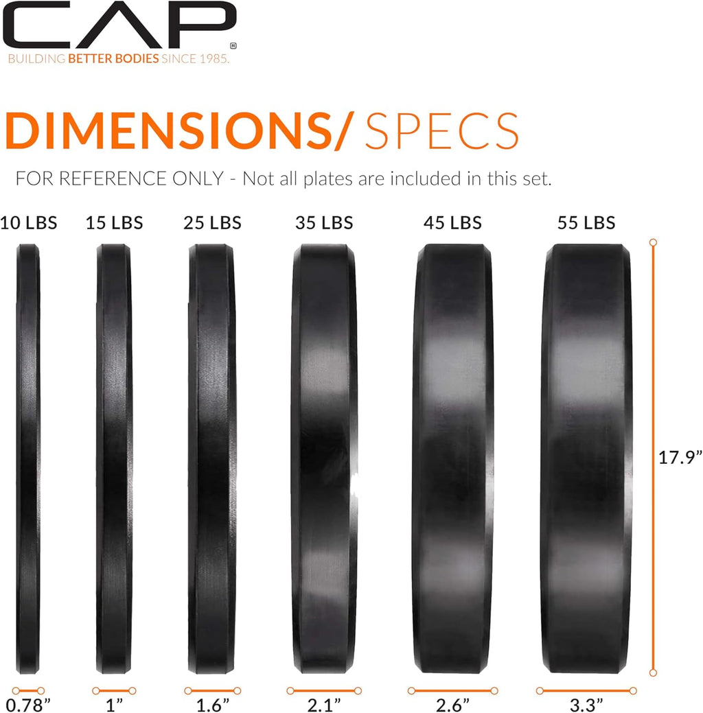 Olympic Weight Set with 7ft Barbell & Bumper Plates | 160-370 lbs | Multiple Options