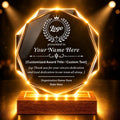 SHIP NEXT DAY, Custom Crystal Trophy Award, Engraved Plaque with LED Base