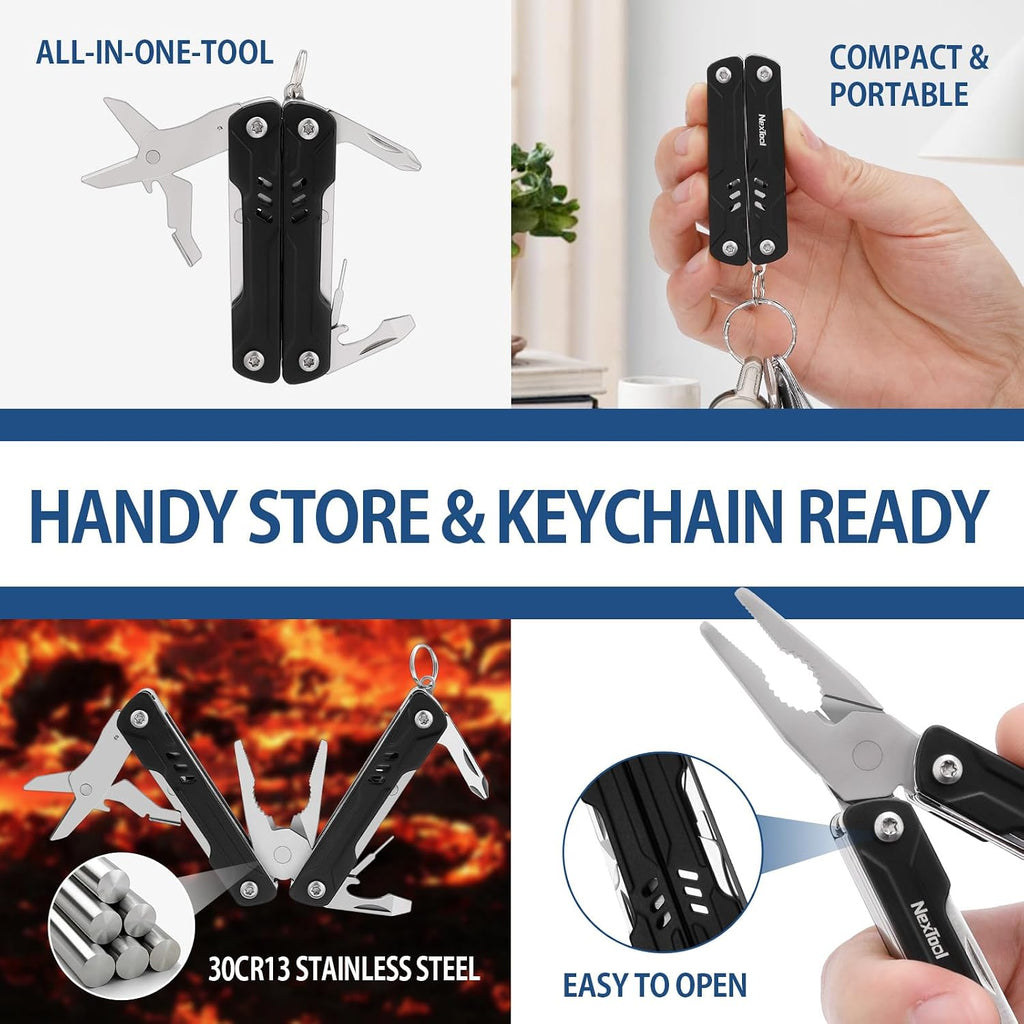 Mini Sailor Lite Keychain Multitool, Bladeless | 9-in-1 Small Multitool, TSA-Compliant, EDC Tools with SIM Extractor