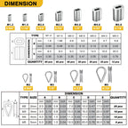 Wire Rope Thimbles Kit, 340PCS Stainless Steel Cable Thimbles