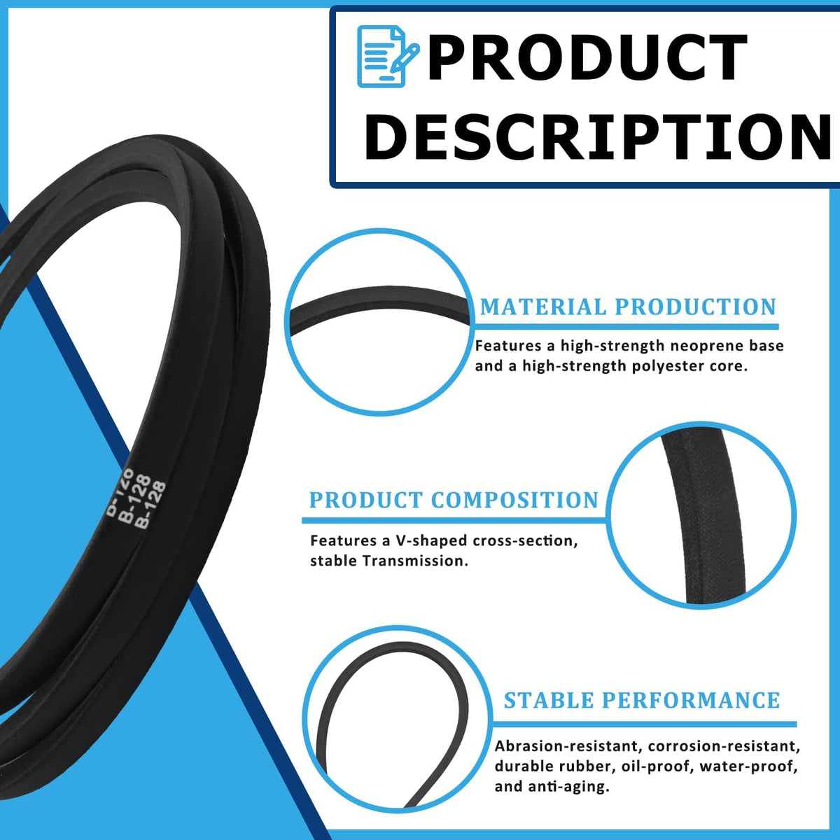 B128 Lawn Mower V-Belt Fit for Toro Wheel Horse Riding Mower