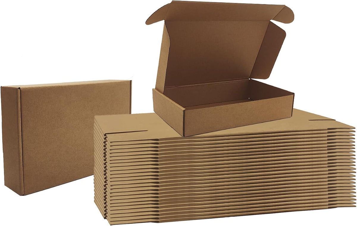 10x6x2 inch Shipping Boxes Bulk 25 Pack, Brown Corrugated Cardboard Mailers