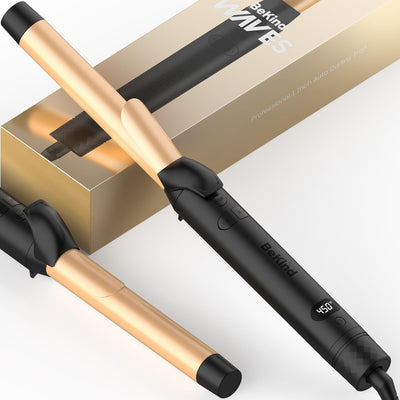 Automatic Rotating Curling Iron by BeKind Waves, 1 Inch Rotating Wand for Beach Waves, Tourmaline Ceramic, Fast