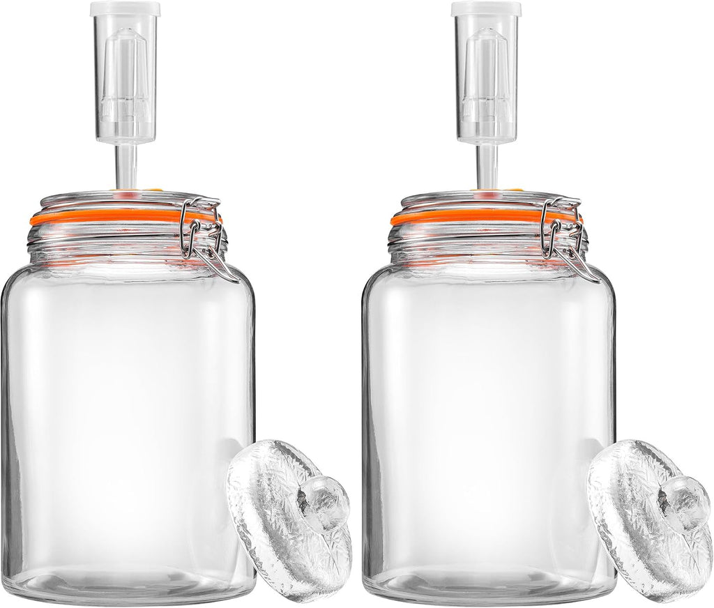 1 Gal Fermentation Kit, Jars, Weights & Airlocks, 2 Pack | Perfect for Sauerkraut, Kimchi, Kombucha and Pickles