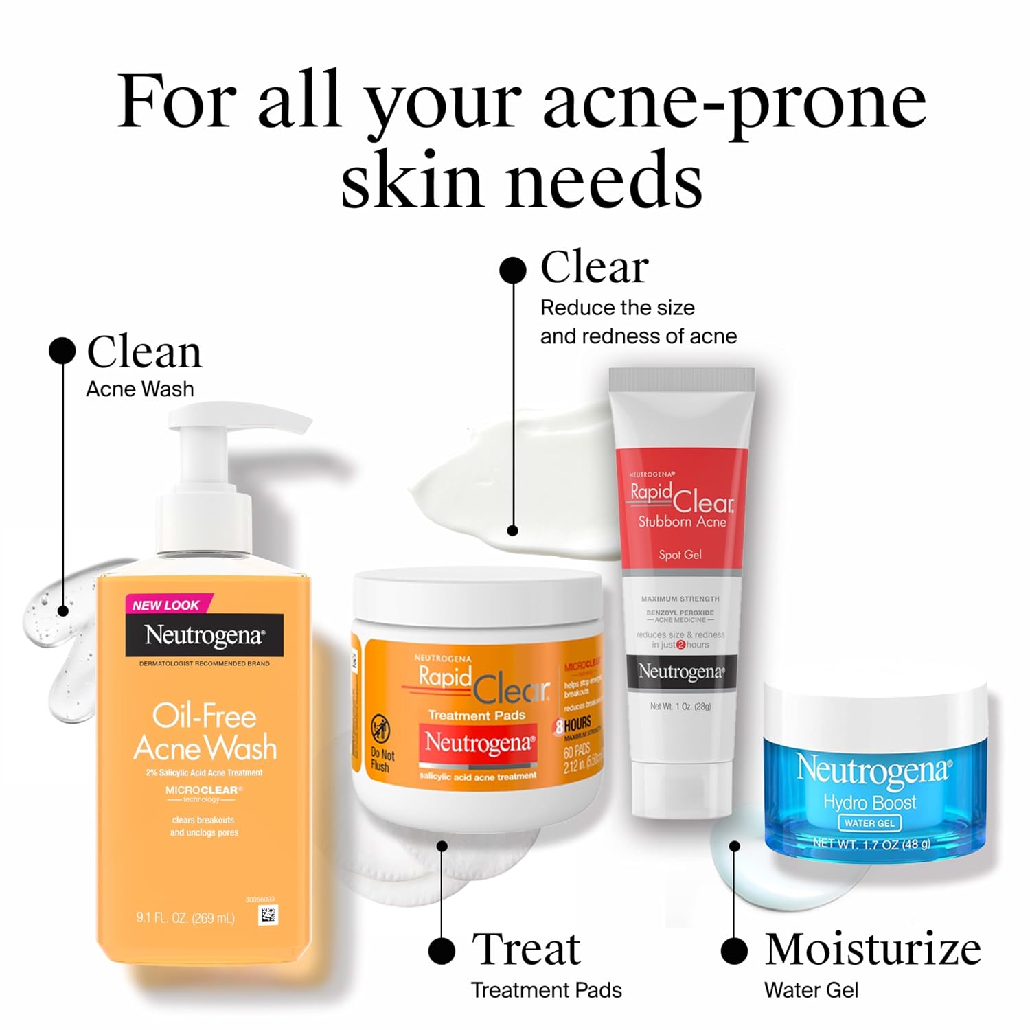 Rapid Clear Acne Treatment Pads, Salicylic Acid, 60 Count