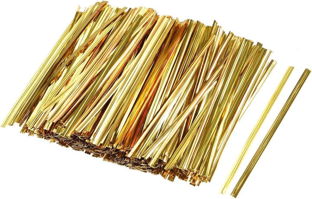 4 Inches Metallic Twist Ties for Bags Gold 2000pcs