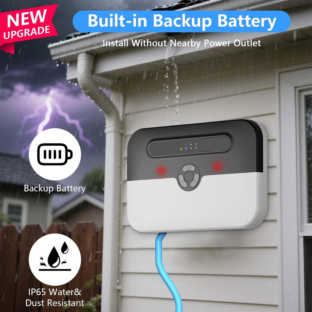 WiFi Sump Pump Alarm, High/Low Water Level Alarm, Strobe Light | Free App Alerts, Built-in Backup Battery, IP65