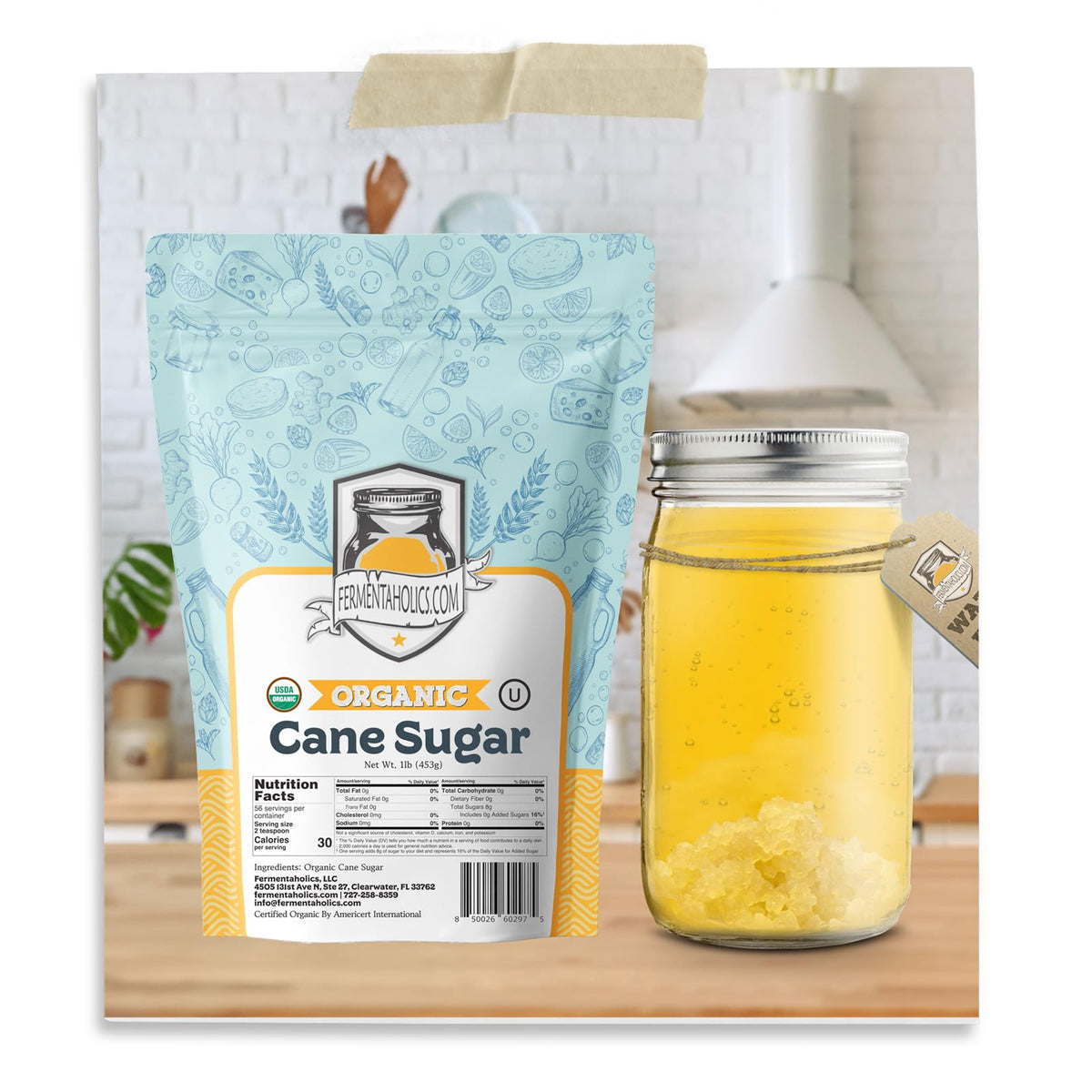 Organic Cane Sugar | OU Kosher | Natural Sweetener for Cooking, Fermentation, Beverages, & More | Non GMO & Gluten
