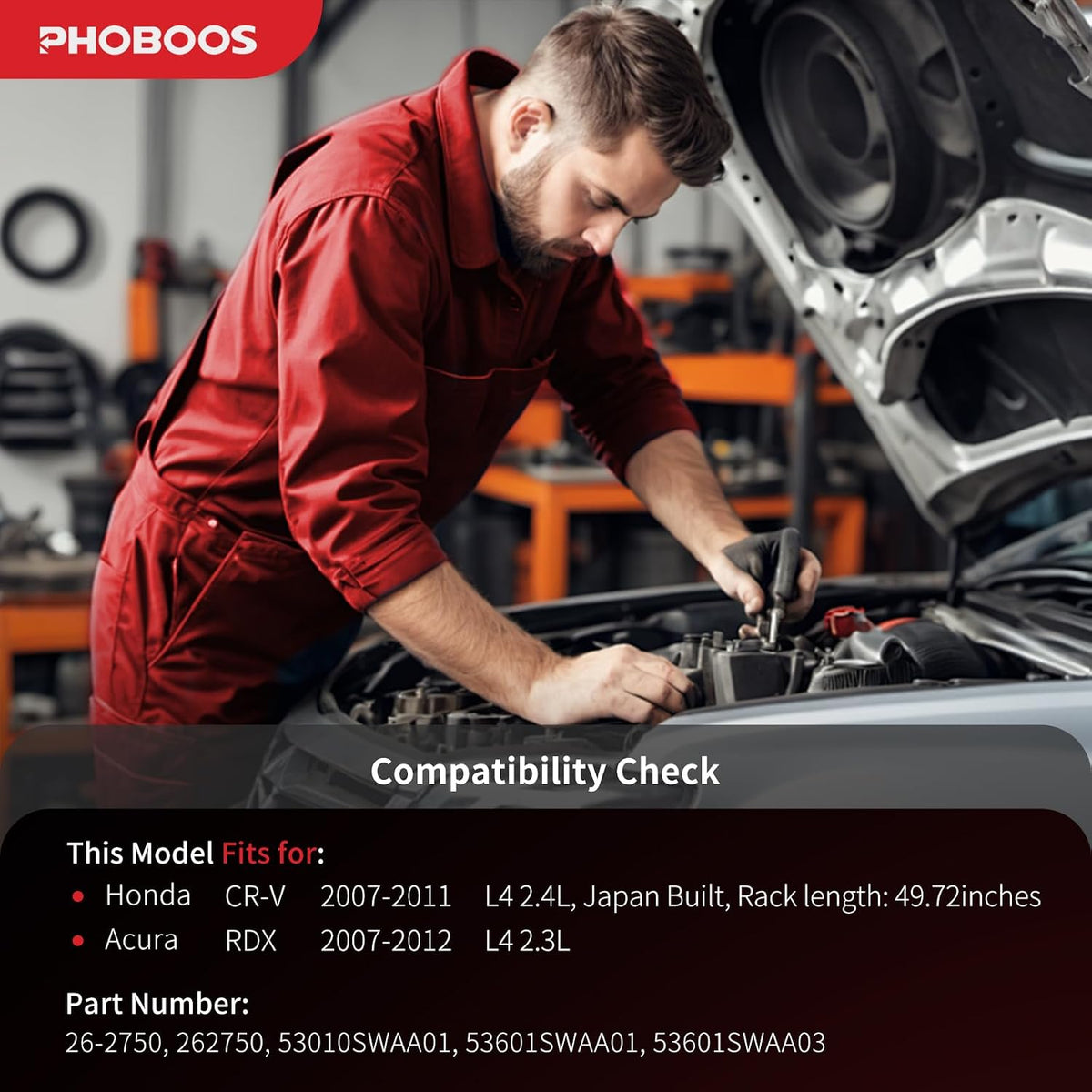 PHOBOOS Hydraulic Power Steering Rack and Pinion Fit for Honda & Acura