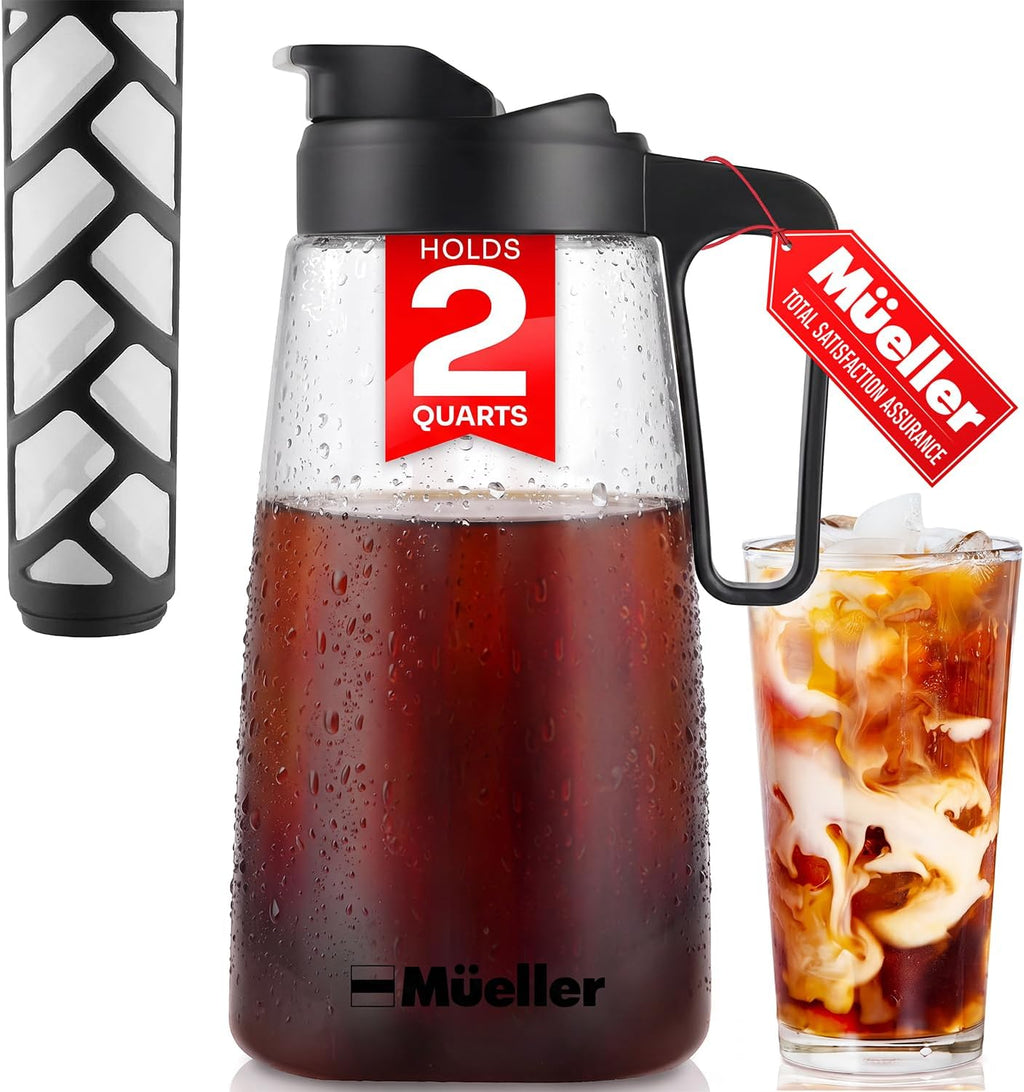 MUELLER HOME Cold Brew Coffee Maker, 64 oz Tritan Fortified Pitcher Pour Spout Handle Lid