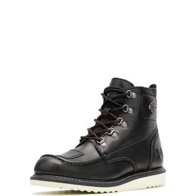 Men's Hagerman Leather Motorcycle Wedge Boot, Black, 8.5